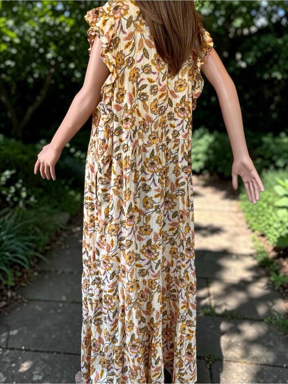 Sonoma 3X Floral Maxi Dress Button Front Pockets Boho Cottagecore - Picture 6 of 8